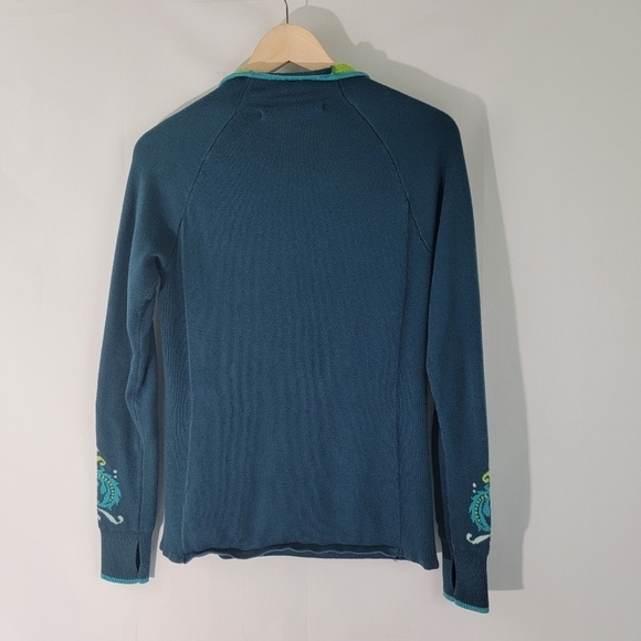 Athleta Green Knit Graphic 1/4 Zip Long Sleeve Athletic Pullover Top Sz Small - Picture 7 of 12